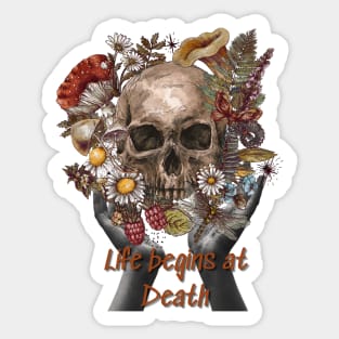 life begins at death Sticker